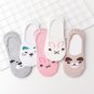 5Pairs/Bag Good Quality Cute Colorful Cartoon Animals Cat Face Low Invisible Women Sock Slippers Gir