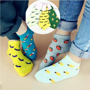 Women Cute Fruit Candy Color Cotton Sock Summer Short Socks Breathable Thin Slippers Socks FS99