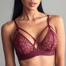 Women Sexy Cross Bandage Crop Tank Top Floral Sheer Lace Bra Seamless Bralette Bustier fitness body 