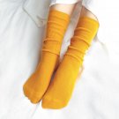 CHAOZHU Japanese High School Girls High Socks Loose Solid Colors Double Needles Knitting Cotton Long