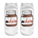nutella white 3D Printed ladies cartoon short chaussette femme cute  korean socks