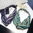 Bohemian Style Elastic Headbands Boho Cross Floral Turban Girls Flower Hairbands Striped Headwrap Ha