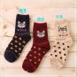 3 Pairs/lot Cute Animal Winter Wool Knitted Warm Owl Fox Animal Socks For Female Women\'s New Funny