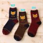 3 Pairs/lot Cute Animal Winter Wool Knitted Warm Owl Fox Animal Socks For Female Women\'s New Funny