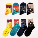 1Pair Fashion Retro Women Men Painting Mona Lisa Art  Socks Funny Novelty Starry Night Comfortable B