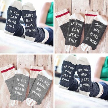 3 Colors Funny Socks Letter Printed If You Can Read This Bring Me A Glass Of Wine Socks For Women Me