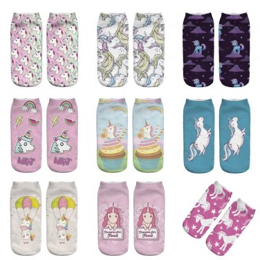 19 colors Cute Lovely unicorns items Animal Printed Women Girl Children Ladys Socks Casual Socks Uni