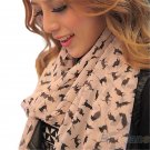 New Fashion Women\'s Chiffon Colorful Sweet Cartoon Cat Kitten Scarf Graffiti Style Shawl Girls