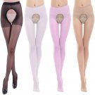 Sexy Wild Women Crotchless Sheer Pantyhose Silk Stockings Tights Black Skin White Pink Color Hot
