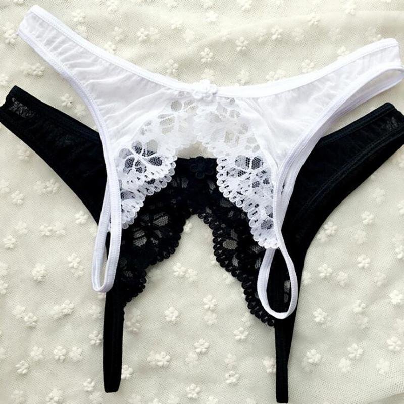 Lace Temptation Open Crotuch G-strings Thongs Tangas Sexy Panties Underwear Women Female Intimates L