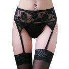 Sexy Women Black Lace Suspender Garter Belt Matching G-String Thong Set Stockings New