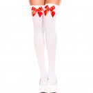 Women Stockings For Halloween Costume Fashion Nylon White Pink Black Red Bow Stocking Knee High Girl