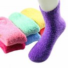 Hot Warm 1Pair Women Girls Casual Bed Socks Pure Color Fluffy Warm Winter Kids Gift Soft Floor Home 