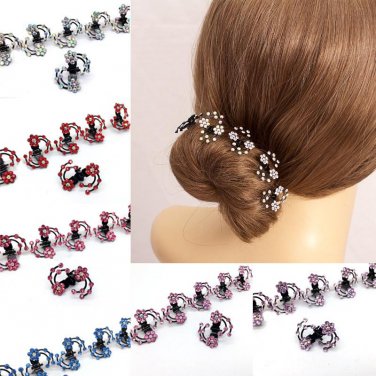 LNRRABC  6 Pcs/Set Rhinestones Flower Hair Clips Clamp Women Lady Hair Claws Bridal Jewelry Hair Acc