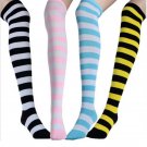 6 Colours Classic Vogue Women Sock Thigh High Striped Over the Knee Socks Cotton Stockings