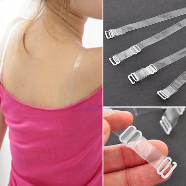 2 Pair Adjustable Invisible Transparent Clear Bra Strap