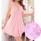 2014 Hot New Sexy Women \'s Lingerie Sleepwear Dress + G-String Babydoll Pink