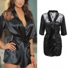 Sexy Lingerie Women Black Lace Stain Intimate Sleepwear Babydoll Dress Nightwear