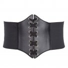 Plus Size Women Retro Solid Black Belt Waist Cincher Lace Up Corset Bandage High Stretchy Female Adj
