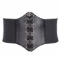 Plus Size Women Retro Solid Black Belt Waist Cincher Lace Up Corset Bandage High Stretchy Female Adj