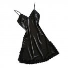 Women Lingerie Silk Lace Robe Dress Babydoll Nightdress Nightgown Sleepwear BK/L