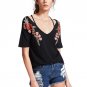 Embroidery Short Sleeve Summer Women T shirt White Embroidered Flower Embellished Ruffle Sleeve Baby