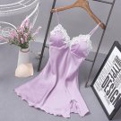 Women Ladies Sexy Nightdress Silk V-neck Floral Sleepwear Lingerie Babydoll Nightgown Mini Sleeveles