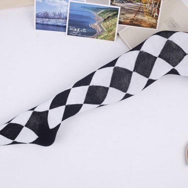 thigh knee long Pure cotton high Large diamond striped sexy stockings pantyhose tights women sexi la