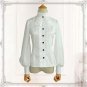 Vintage Women\'s Chiffon Shirt Long Lantern Sleeve Stand Collar Female Gothic Blouse Black/White