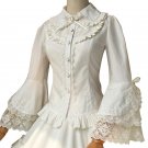 Spring/summer 2018 New Lolita Silk Cotton White Blouse Women\'s Lace Long Flare Sleeve Lolita Shirt 