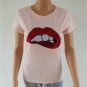 Womens Summer T-shirt Top T shirts Sequins Tops Tee shirt femme Red Lips Tshirt Black White 6 Colo