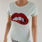 Womens Summer T-shirt Top T shirts Sequins Tops Tee shirt femme Red Lips Tshirt Black White 6 Colo