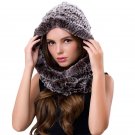 Winter Scarves Fur With Genuine Fur Hats For Women New Luxury Fur Scarf Female Elegant Knit Real Rex