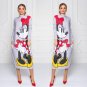 Spring Autumn New Female Casual Long-sleeved Turtleneck Cartoon Printed Long Maxi Printed Pocket Cot