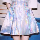 Fluorescence Metal Silver Skirts 2017 Female Shiny Psychedelic Laser High Waist PU Puff Skirts
