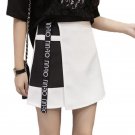 Summer Chiffon Skirts Fashion Style Women Patchwork Letter Printed Skirts Female A-line Anti-light H