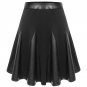 Casual Sexy Summer Faux Leather Lolita Tutu Pleat Mini Women Sun Skirts Female Lady Fluffy Skater Bl