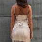 sequin evening party dress Women mesh sexy tassel fringe dresses Female elegant christams mini summe