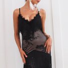 Halter lace up black lace dress Women sexy v neck bodycon dress Elegant  patch fringe tassles mini d