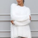 Sexy backless lace up sweater women Soft white knitting sweater pullover  Solid knitted women sweate