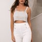 Slash neck shiny tank top Women rhinestone strap crop top Summer crystal backless short casual camis