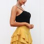 Rufflle short pleated skirt shorts Elegant high waist midi skirt women Casual white black mini skirt