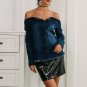 Sexy off shoulder slim denim blouse shirt Fashion long sleeve tassel top female Casual autumn winter