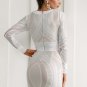 Sexy deep v neck lace dress women Casual patch bodycon dress Elegant long sleeve women mini dress ve