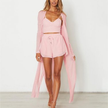 Sexy two-piece suit jumpsuit romper Summer deep v neck beach playsuit Women tops back zipper overall