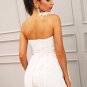 White lace off shoulder floral jumpsuit romper Women elegant slash neck playsuit Summer sexy chic fe
