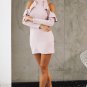 Halter cold shoulder short dress Women ruffles bodycon dress sexy Long sleeve elegant mini dress aut