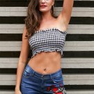 Sexy strapless black crop top Women elegant ruffle black bustier tank top tees Casual autumn hite ca