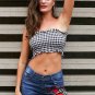 Sexy strapless black crop top Women elegant ruffle black bustier tank top tees Casual autumn hite ca