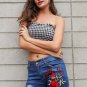 Sexy strapless black crop top Women elegant ruffle black bustier tank top tees Casual autumn hite ca